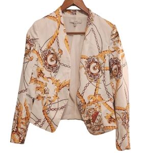 Ovi Cream and Gold Chain‎ Print Blazer